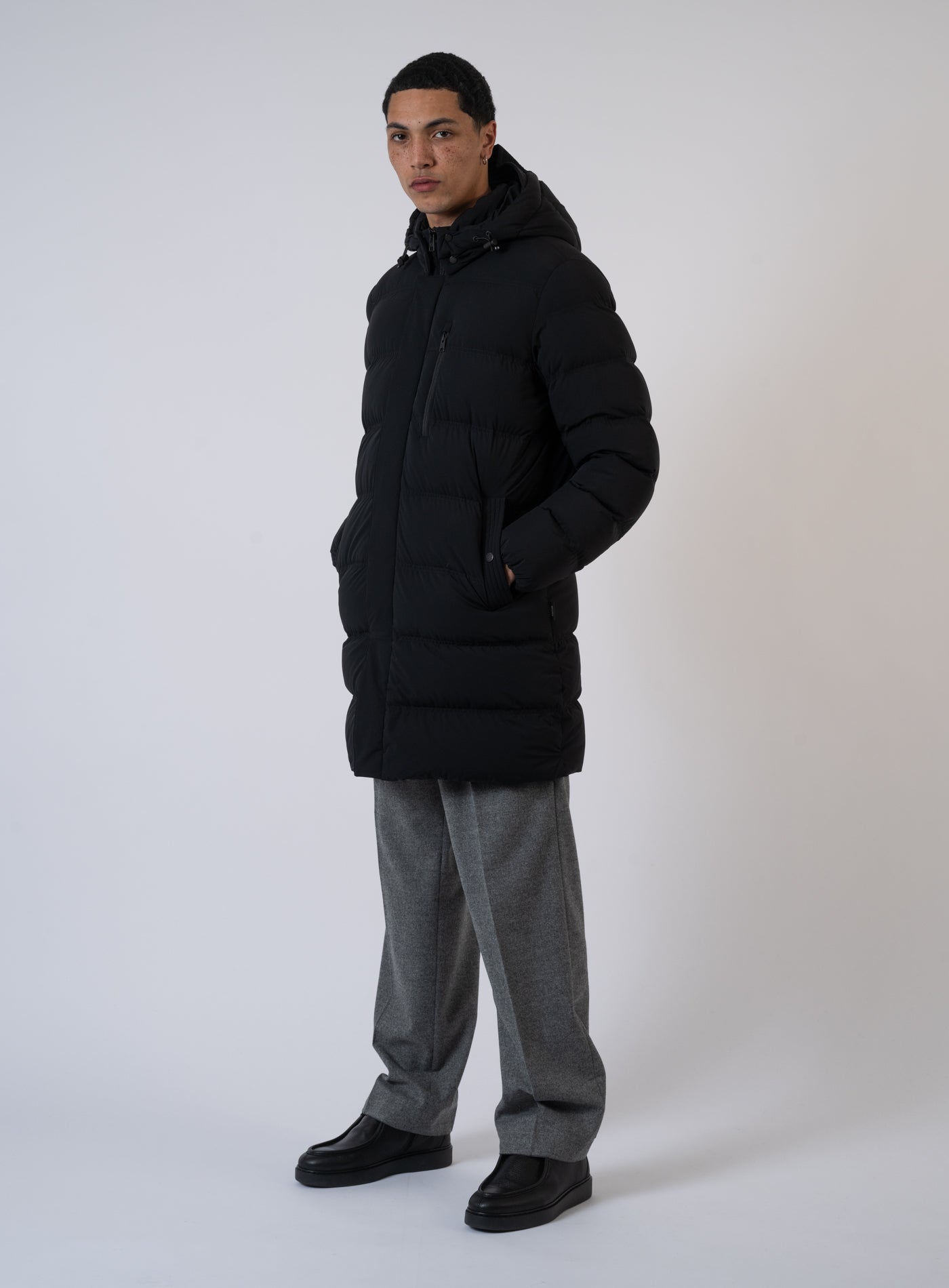 252-MATT STRETCH LONG PUFFER 3107